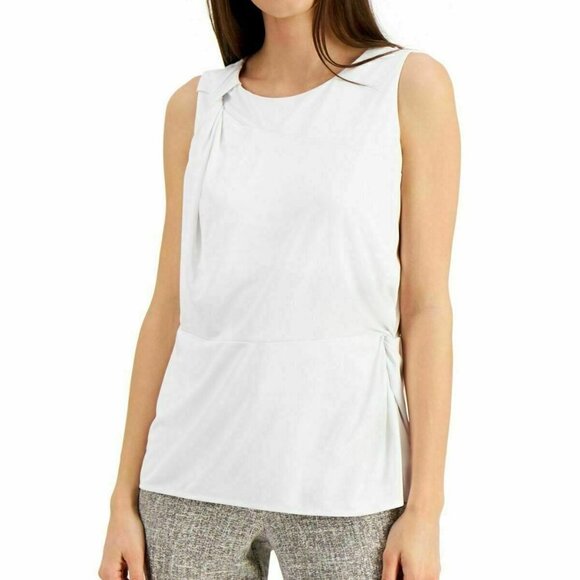 Alfani Tops - JR300 Alfani White Sleeveless Knit Twist-Front Top Size XL